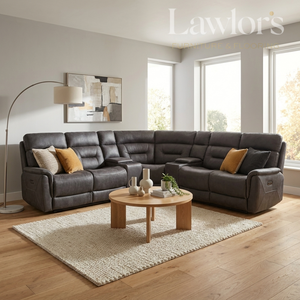 Gray sectional corner sofa in a living room