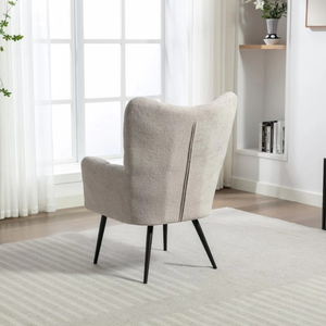 The Ronan Accent Chair in Rust, Green & Light Grey features soft flat bouclé fabric, plush comfort and modern curves for a stylish and inviting seat