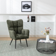 The Ronan Accent Chair in Rust, Green & Light Grey features soft flat bouclé fabric, plush comfort and modern curves for a stylish and inviting seat