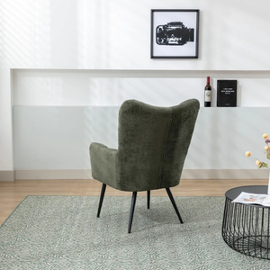 The Ronan Accent Chair in Rust, Green & Light Grey features soft flat bouclé fabric, plush comfort and modern curves for a stylish and inviting seat
