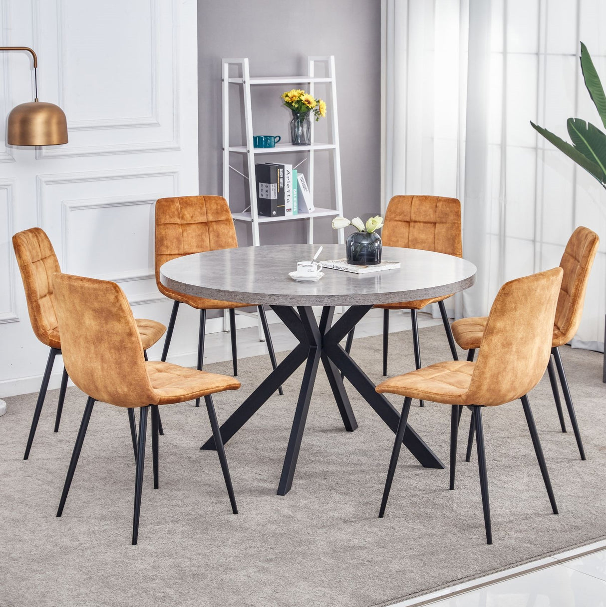 Florence Grey Marble Round Dining Table