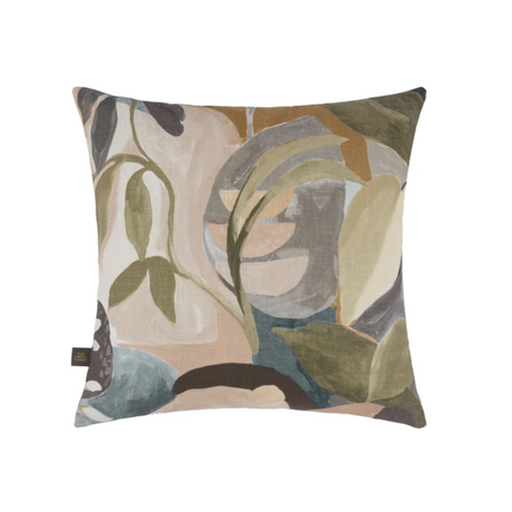 The Everleigh Scatter Box Blue/Green Cushion 43x43cm features elegant floral prints, a calming palette, a sleek knife-edge finish & handmade in Ireland.