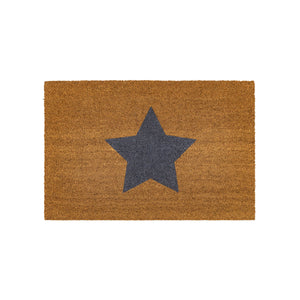 The Jumbo Star Coir Doormat features chic grey star design, durable coir fibers for efficient dirt removal and generous