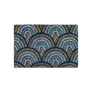 Ikat Navy Peacock Doormat, 60x90cm, durable coir, stylish peacock-inspired design, efficiently removes dirt. Add elegance and functionality to your entryway