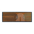 Ikat Large Arch Double Doormat features stylish navy, white, and green design with a large 400x1200mm size for dirt removal.