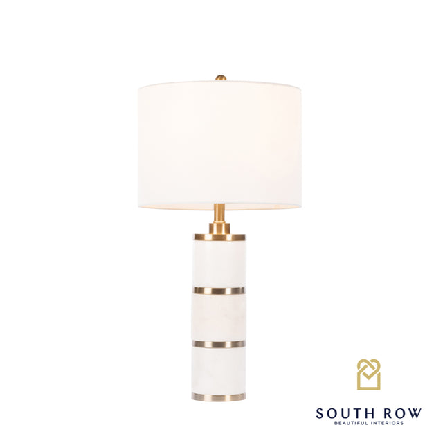 South Row Rocca Marble/Brass Ring Table Lamp 71cm