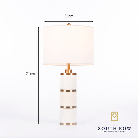 South Row Rocca Marble/Brass Ring Table Lamp 71cm