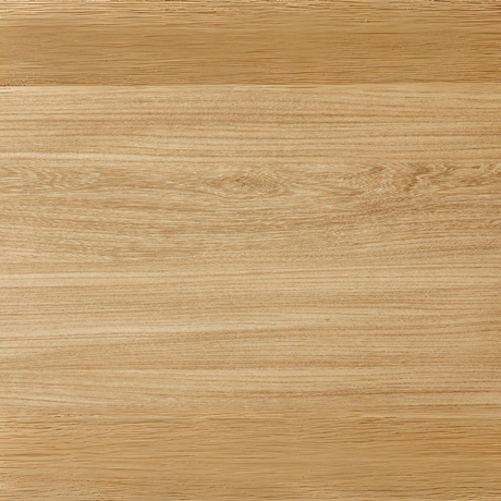 The Sadia Oval Dining Table in Oak features a durable, heat, stain, and scratch-resistant melamine top with a black metal base.