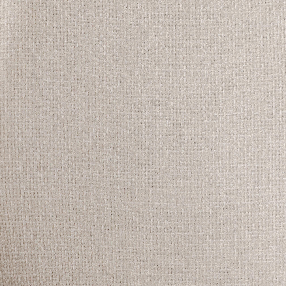 The Sadia Dining Chair in Biscuit features sleek black powder-coated metal legs for sturdy support and modern elegance.