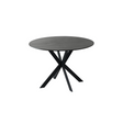 The Sadia Oak Round Dining Table 1100mm in Grey features heat, stain and scratch-resistant top with modern black metal legs.