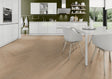 Sahara Oak Herringbone Vinyl & SPC - 4mm, waterproof, herringbone design, underfloor heating compatible, embossed texture, Doc Loc system for easy installation.