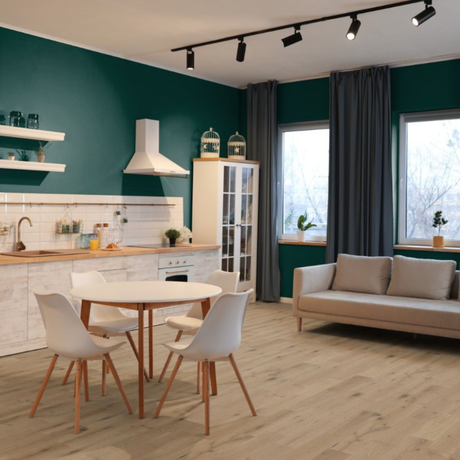 The Santorini White Oak Engineered Flooring - 15mm features warm tones, white grains, durable multi layer construction, easy to install and eco-friendly