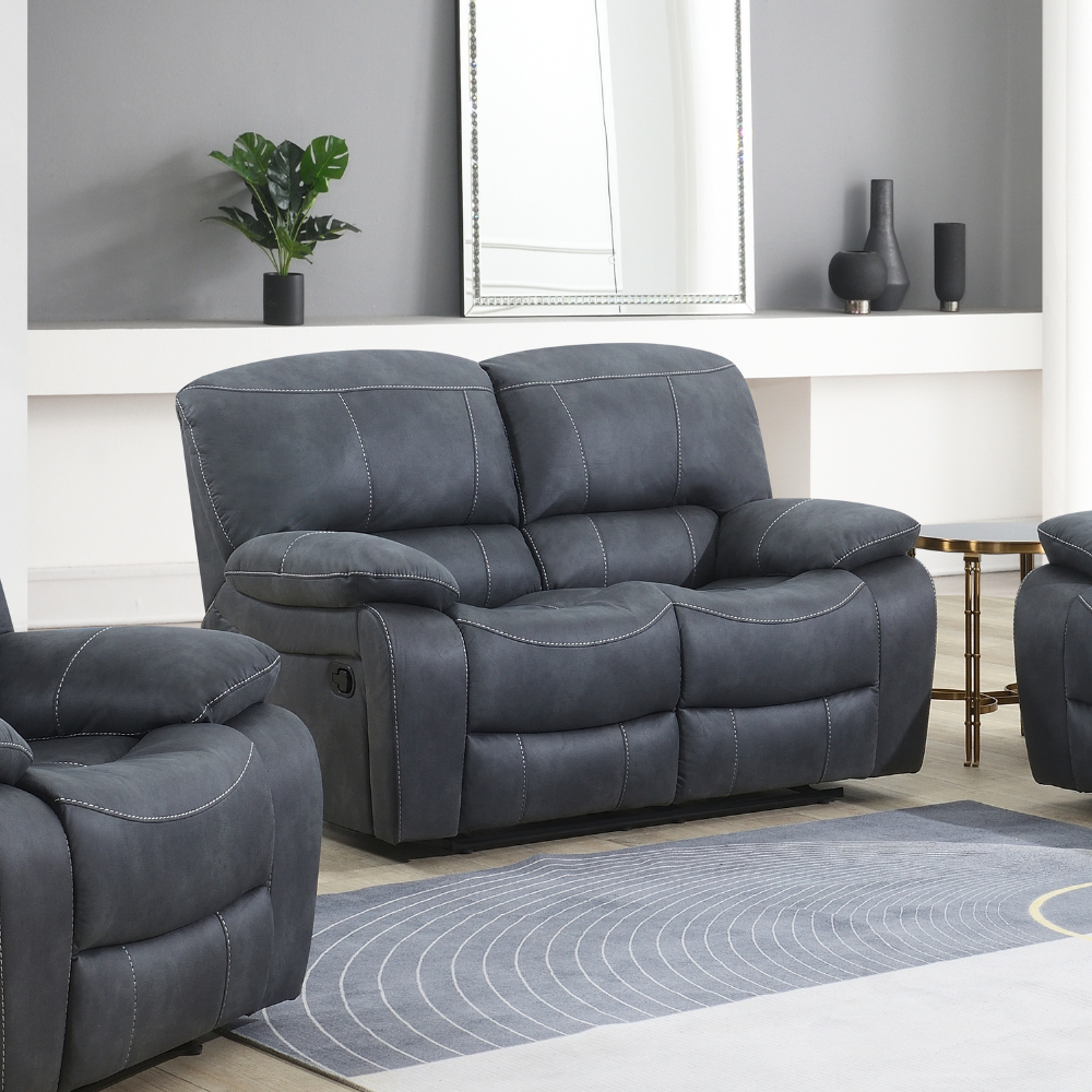 Relax in style with the Savanna Recliner Sofa in Slate Grey features plush comfort, smooth recline and modern design makes it perfect for living rooms