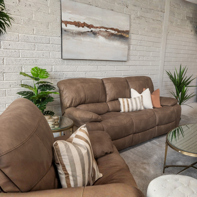 Relax in style with the Savanna Recliner Sofa in Taupe features plush comfort, smooth recline and modern design makes it perfect for living rooms