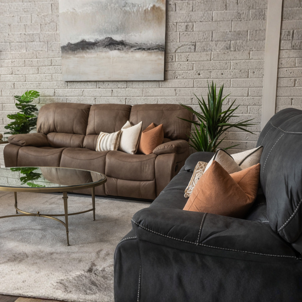 Relax in style with the Savanna Recliner Sofa in Taupe features plush comfort, smooth recline and modern design makes it perfect for living rooms