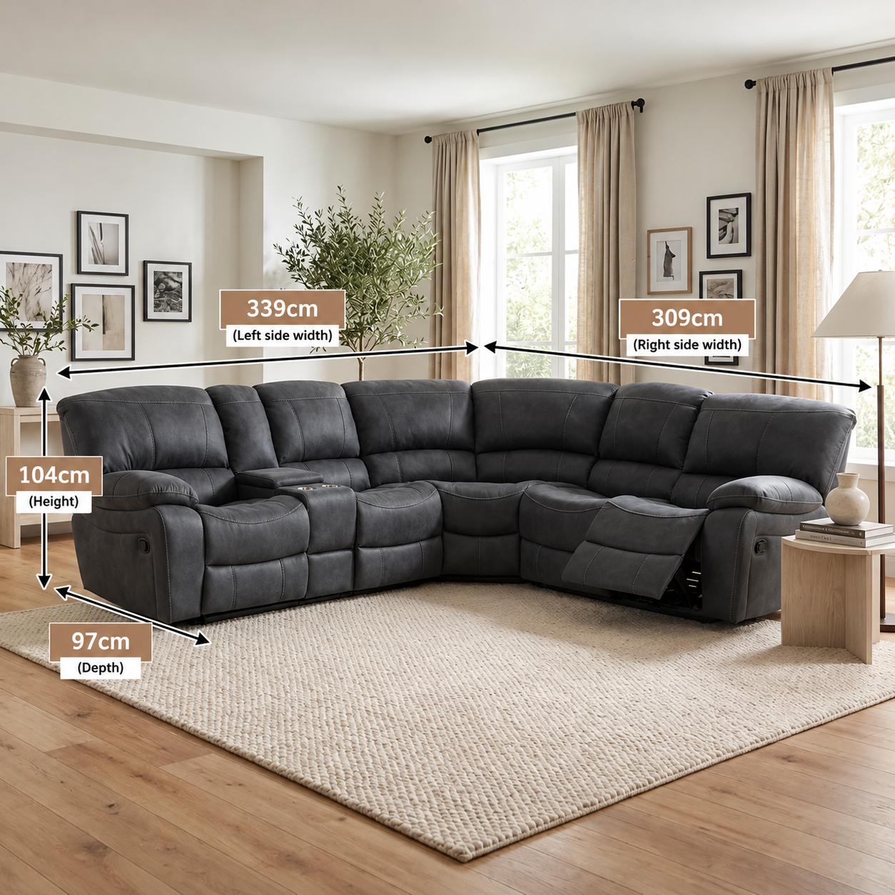 Savanna Recliner Sofa - Slate Grey