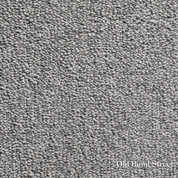 Close-up of gray textured carpet with 'Old Bond Street' branding.