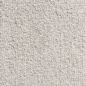 Close-up of a textured gray carpet with 'Parson Stone' branding.