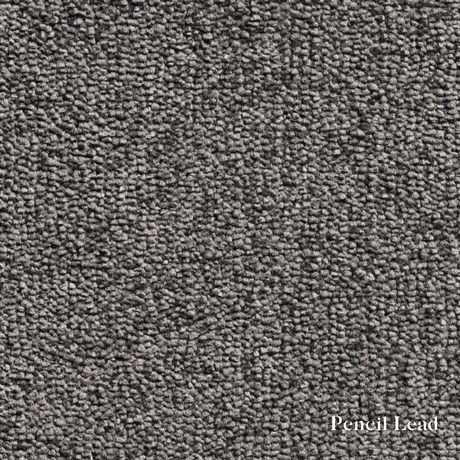 Textured gray carpet sample with 'Pencil Lead' label