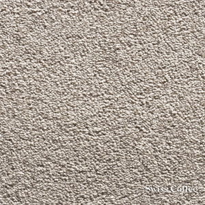 Textured beige carpet sample with 'Swiss Coffee' label