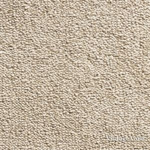 Close-up of beige carpet texture with 'Vintage Gold' label