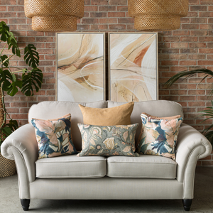The Scatter Box Alora Natural/Coral Art 61x97x4cm features sand gel textures, soothing neutral & coral tones, light wood frame