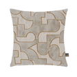 The Scatter Box Carter Natural Cushion 43x43cm features elegant gold detailing, a sleek knife-edge finish a neutral-toned palette & handcrafted in Ireland.