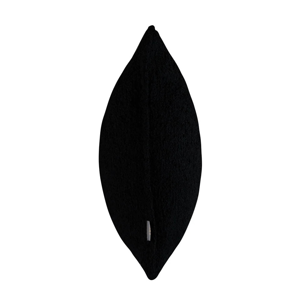 Handmade in Ireland, the Scatter Box Cora Cushion 35x50cm in black features a recycled boucle fabric, feather fill and elegant self piped edging
