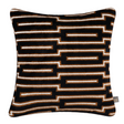Scatter Box Cushion Harrison - 43x43cm, crafted in Ireland with premium fabric blend and feather filling. Bold black/cognac geometric design for modern luxury.