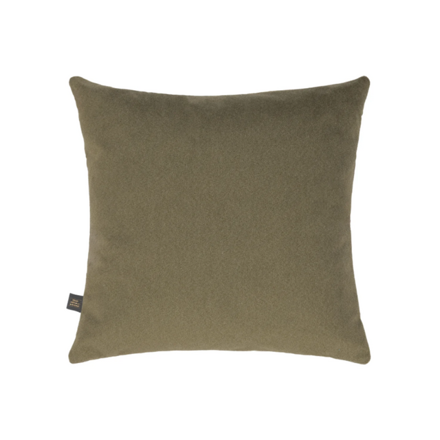 The Liana Scatter Box Green Cushion 43x43cm features a plush lifted velvet texture, a rich green hue, a sleek double-sided knife-edge & handmade in Ireland.