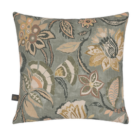 The Scatter Box Millie Green Cushion 45x45cm features a soft cotton fabric, floral print, knife-edge finish