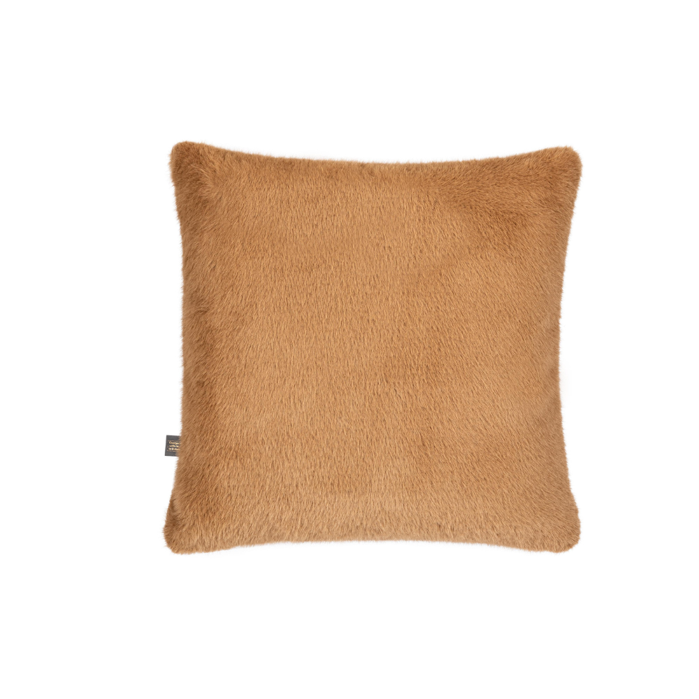 Scatter Box Ralph Cushion 43x43cm in Cognac. 100% polyester, feather-filled for comfort. Adds warmth and style to any room. Durable, soft, and versatile