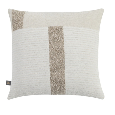 The Scatter Box Cushion - Reeve, Natural 50x50cm features natural tones, a soft feather filling and stylish geometric design for sofas or chairs