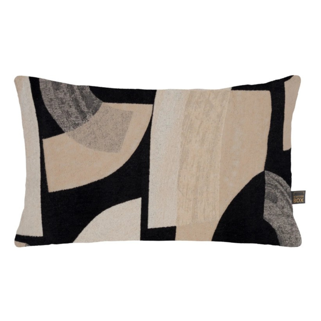 Add modern texture and elegance with the Scatter Box Vance Cushion 40x60cm in black and natural featuring a soft feather fill and boucle fabric