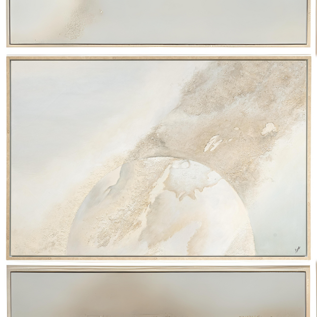The Scatter Box Luminess Natural Art 152x102x4cm features hand-painted textures, soft natural tones, a light pine wood frame