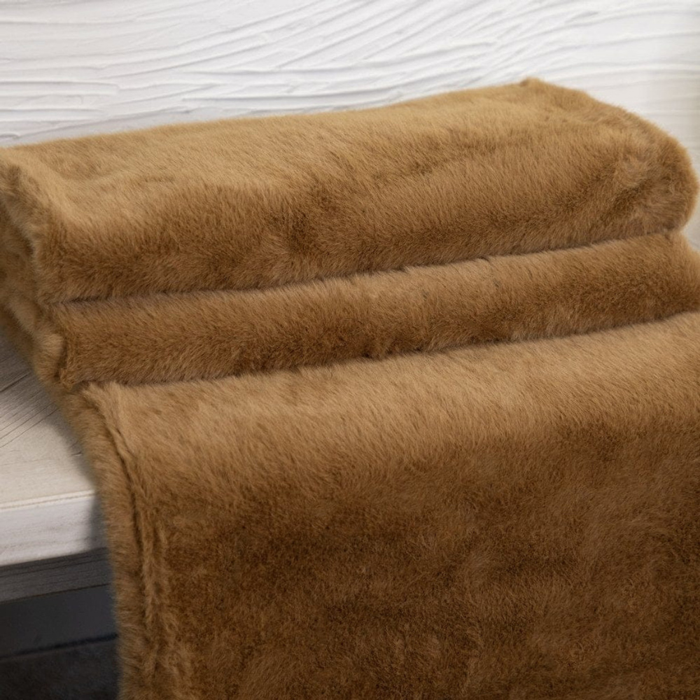 The Scatter Box Throw Ralph - 130x170cm in Cognac is crafted in Ireland, feather filler and a stylish diagonal stripe.