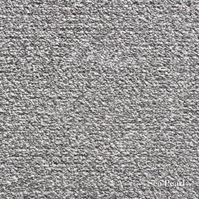 Close-up of gray textured carpet with 'Sea Pearl' branding.