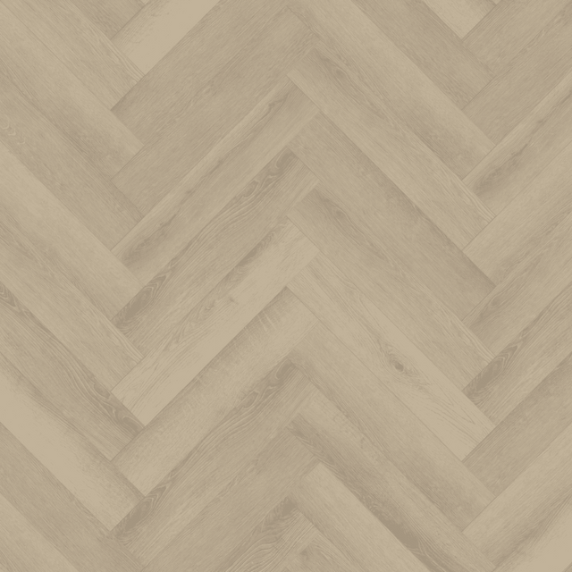 The Seashell Oak Herringbone SPC Flooring - 4mm SPC core, waterproof, sound-reducing underlayment and a 20-year guarantee.