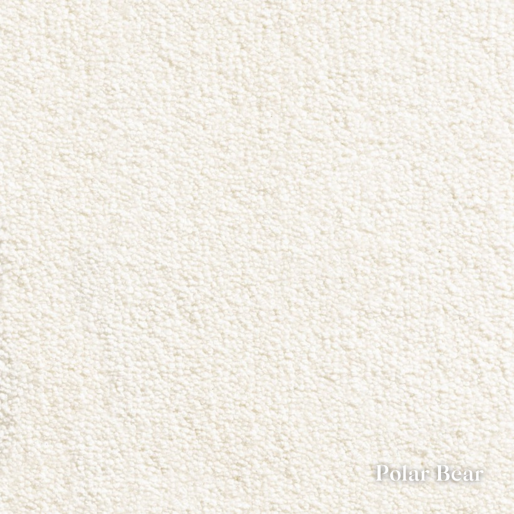 Close-up of a textured white fabric with 'Polar Bear' branding.