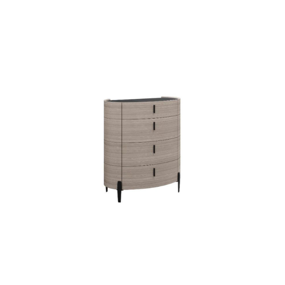 The Siena 4 Drawer Chest features light oak and black colour, soft-closing drawers, an elegant design and generous storage capacity.