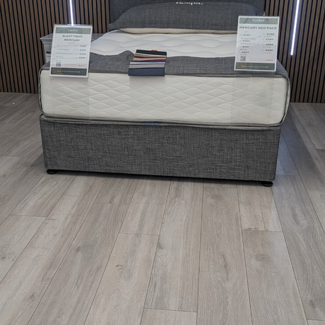 Respa Sleep Tight Divan in Linen Steel in elegant, durable, and supportive base offering timeless style and trusted Irish craftsmanship