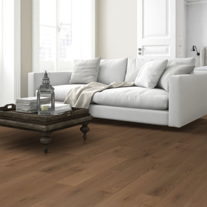 The Smoked White Oak Engineered Flooring - 15mm features rich smoked tones, soft white grain, easy installation and durable European design