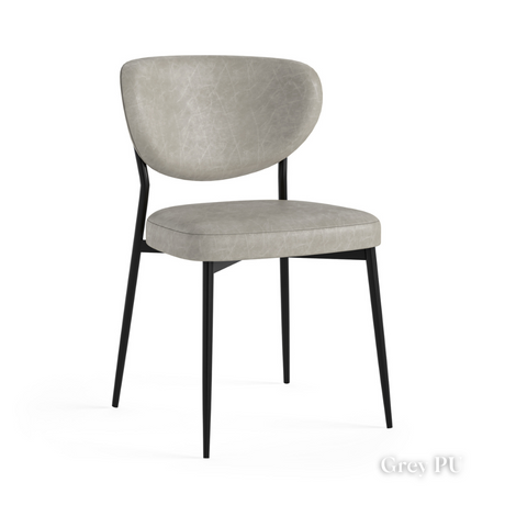 The Soho Brown Lola Dining Chair features padded seats, contoured back and metal frame with options of PU leather and Boucle finish