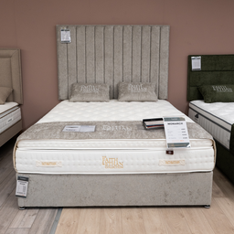 The Impression Fabric Headboard and Standard Divan features vertical panel design, tucked detail, custom fabric, colour & size options, to compliment any bed style