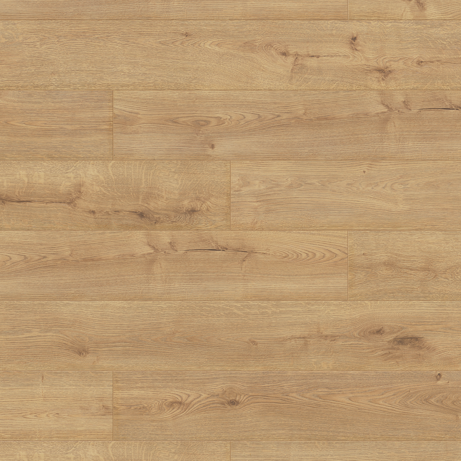 The Sundance Oak Long & Wide Laminate Flooring - 12mm features AC5 wear rating, waterproof, 30-year guarantee, authentic wood look, underfloor heating compatible, easy installation.