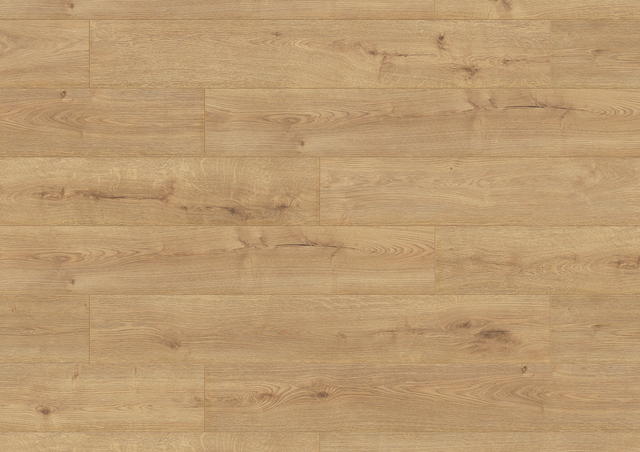 The Sundance Oak Long & Wide Laminate Flooring - 12mm features AC5 wear rating, waterproof, 30-year guarantee, authentic wood look, underfloor heating compatible, easy installation.
