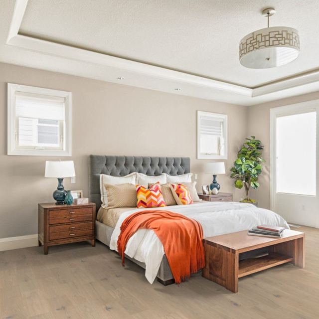 The Taj Mahal Oak Engineered Flooring - 15mm features light beige tones, easy installation, eco-friendly and durable European design