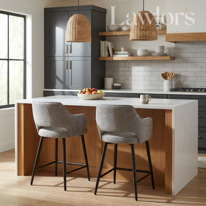 Modern kitchen with a island and pewter bar stools