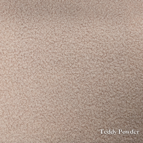 Teddy Powder fabric swatch, a soft pastel pink with fluffy texture, available for Faith & Ethan Headboards and Divans