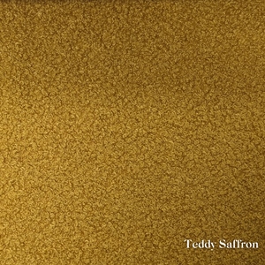 Teddy Saffron fabric swatch, a warm yellow with teddy style texture, available for Faith & Ethan Headboards and Divans